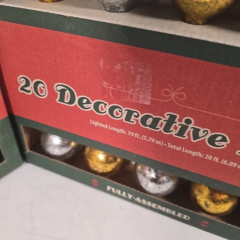 Decorative 20 Light Set G40 Indoor Outdoor Silver Copper 20 Ft Lot Of 2‎